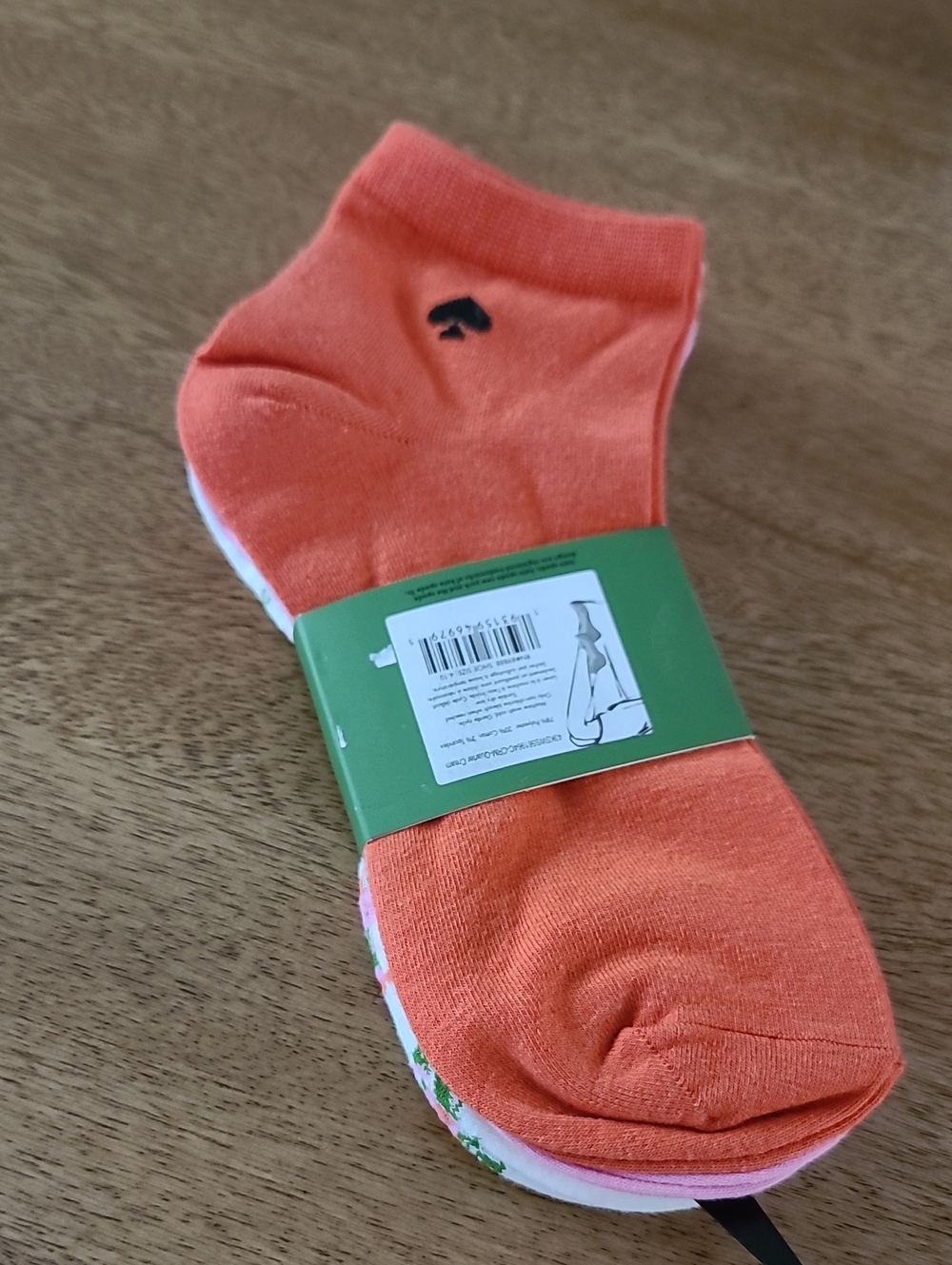 NEW kate spade white ankle socks with pink floral print Set Of 3 - Picture 3 of 4